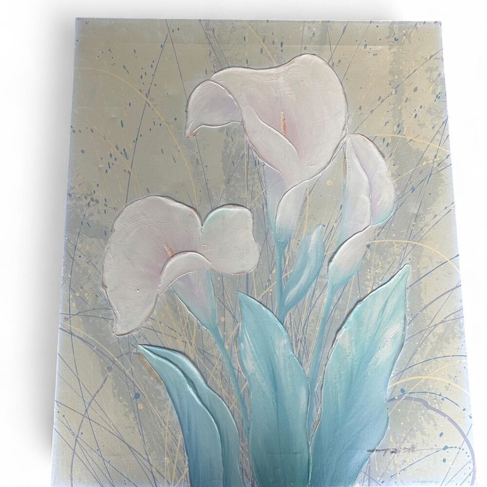 Vintage 80s Calla Lily Oil Painting